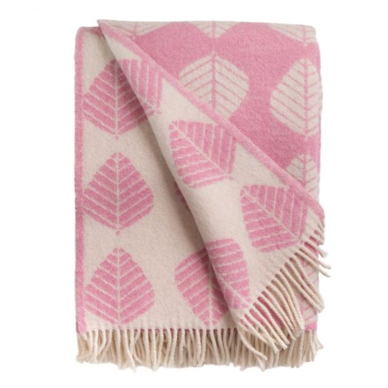 Ullpledd LØV rosa